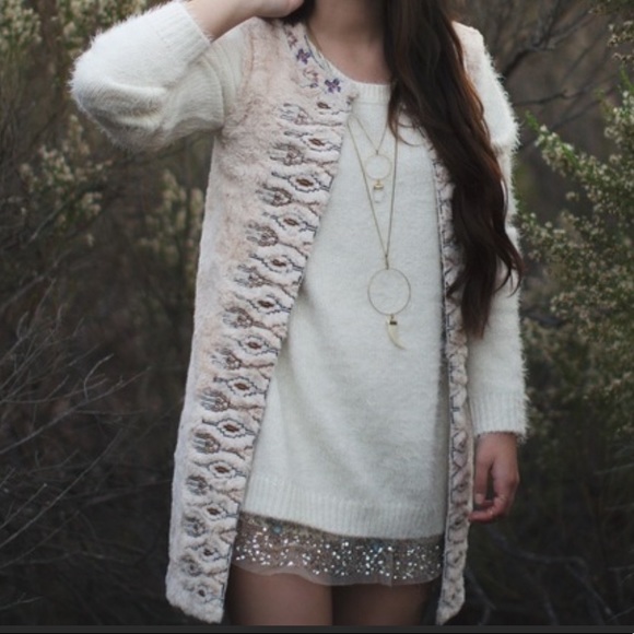 Flying Tomato Embroidered Faux Fur Vest - Picture 12 of 17